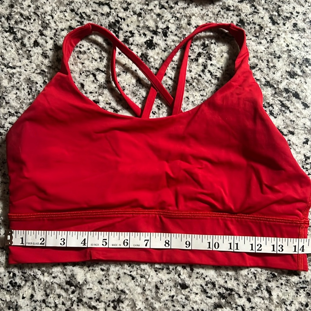Red Lululemon sports bra size 10
